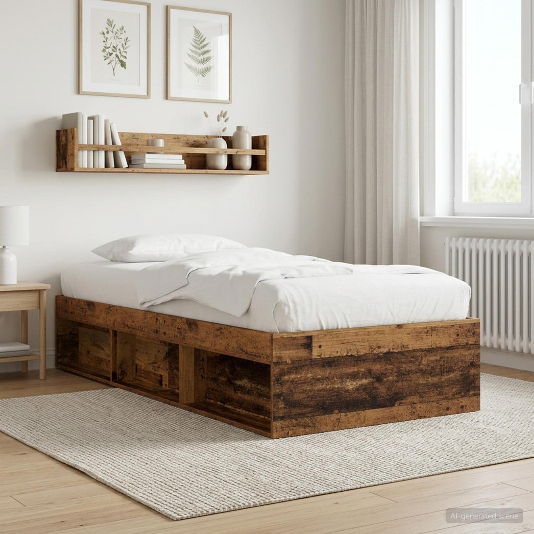 vidaXL Estructura de cama con almacenamiento Madera envejecida