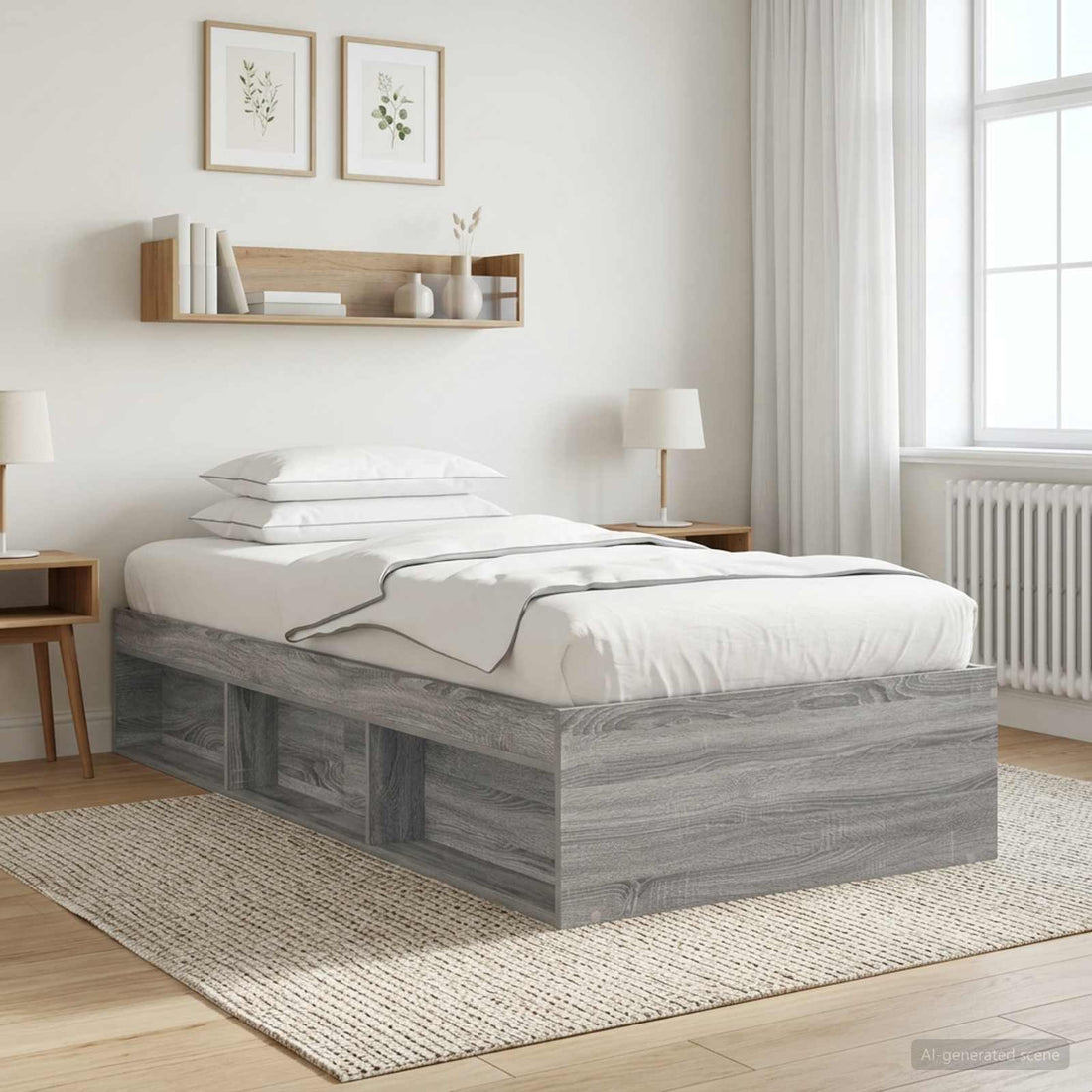 vidaXL Estructura de cama con almacenamiento Sonoma gris 80 x 200 cm