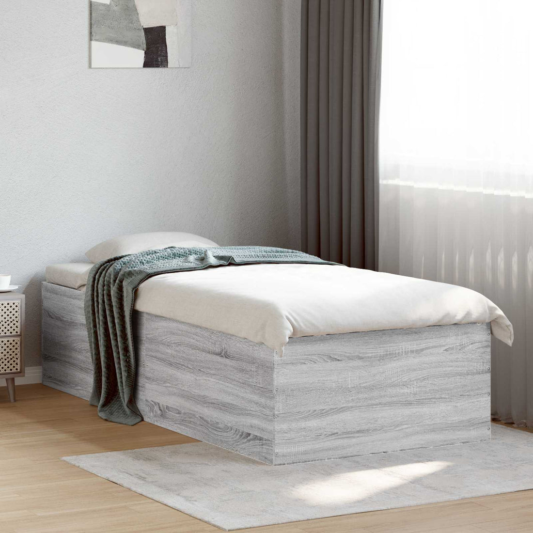 vidaXL Estructura de cama de suelo Sonoma gris 80 x 200 cm