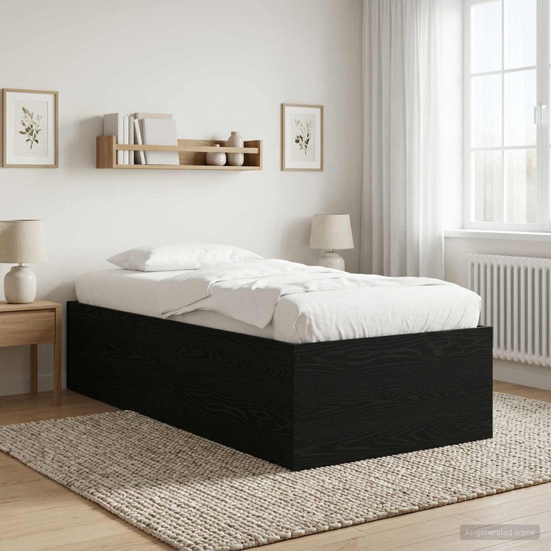 vidaXL Estructura de cama de suelo Roble Negro 80 x 200 cm