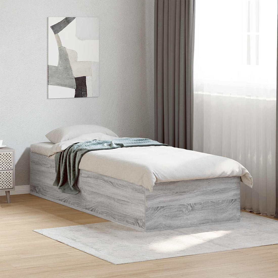 vidaXL Estructura de cama de suelo Sonoma gris 80 x 200 cm