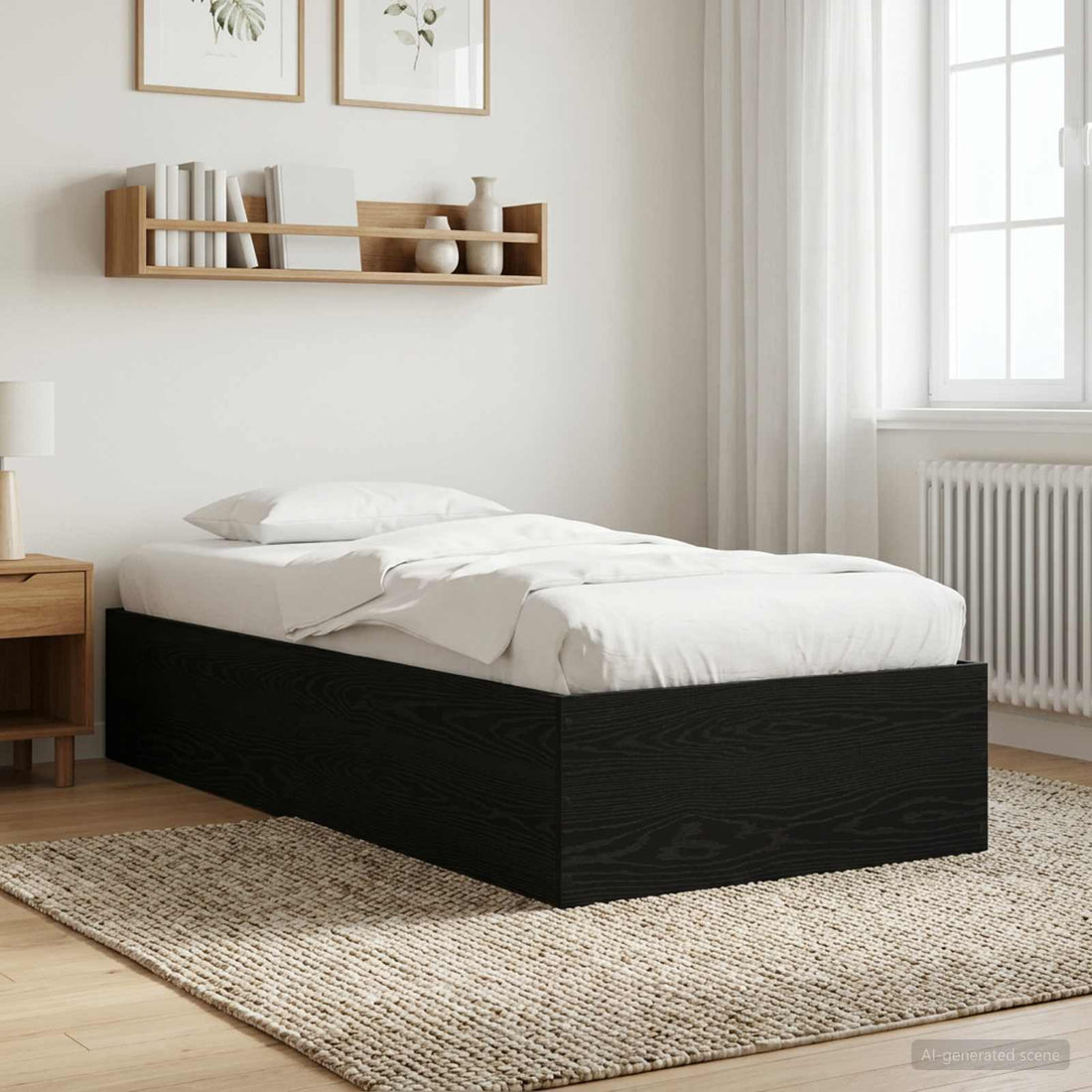 vidaXL Estructura de cama de suelo Roble Negro 80 x 200 cm