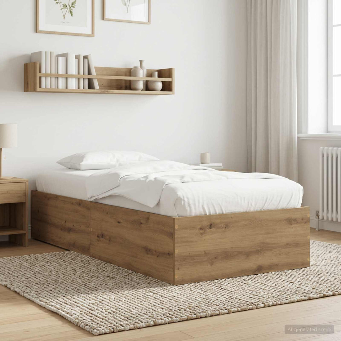 vidaXL Estructura de cama de suelo Roble artisan 80 x 200 cm
