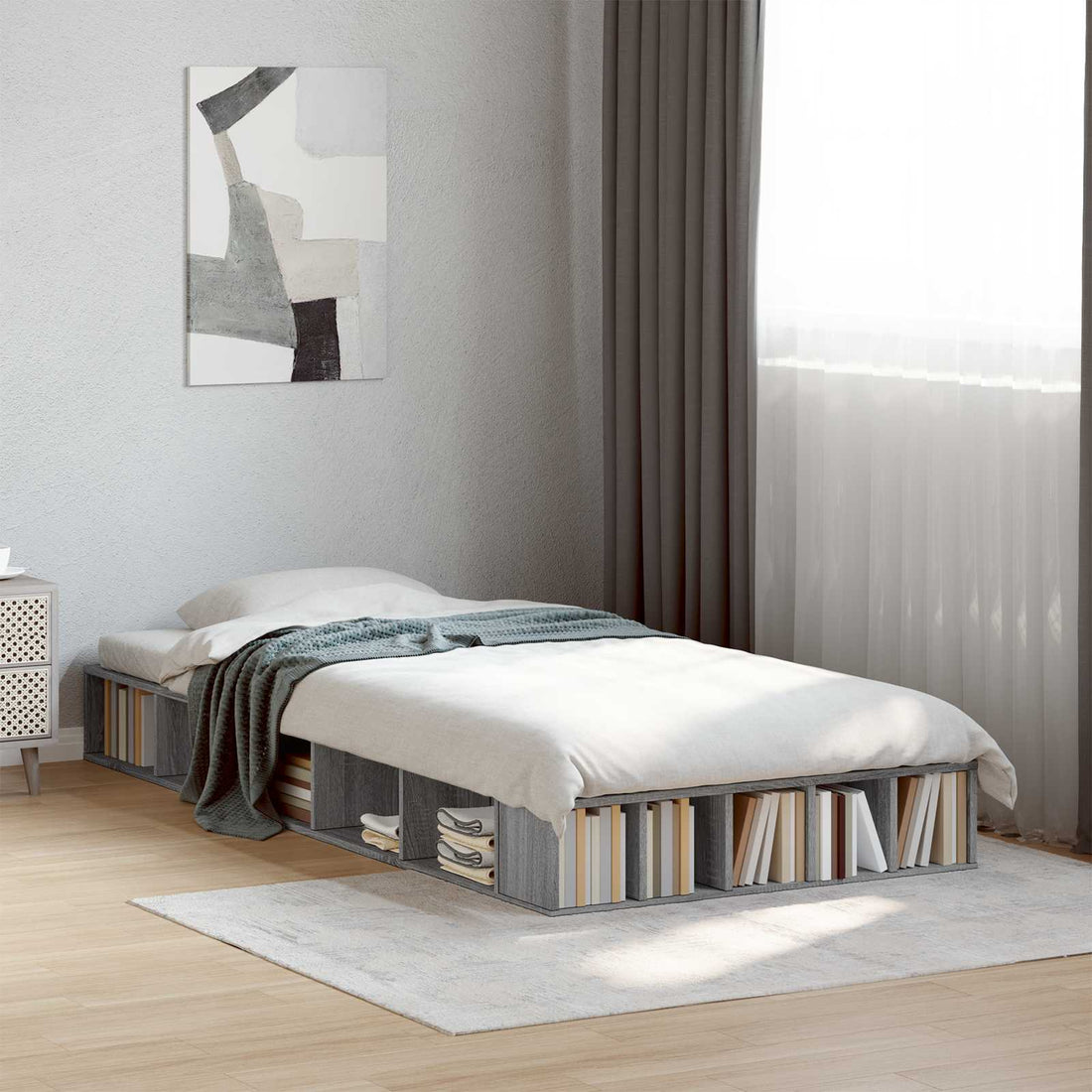 vidaXL Estructura de cama con almacenamiento Sonoma gris 80 x 200 cm