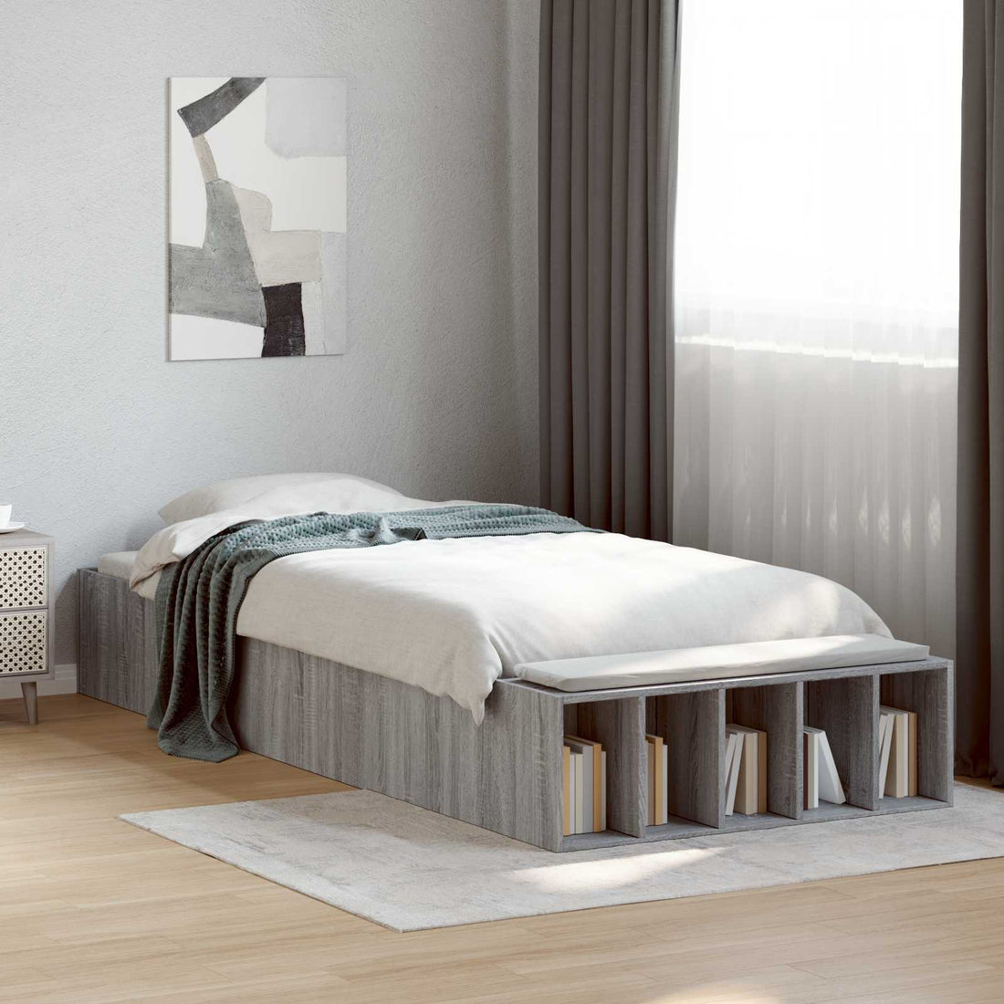 vidaXL Estructura de cama con almacenamiento Sonoma gris 80 x 200 cm