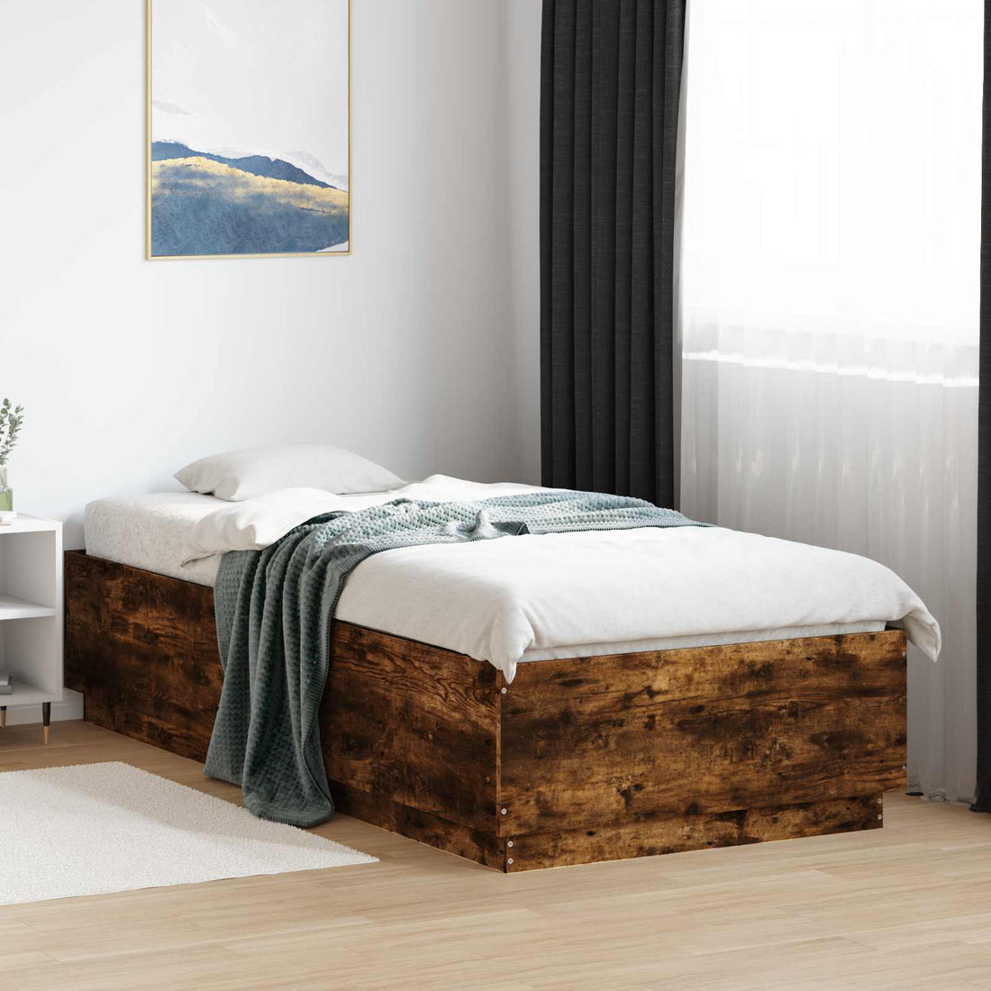 vidaXL Estructura de Cama con LED Roble Ahumado 80 x 200 cm