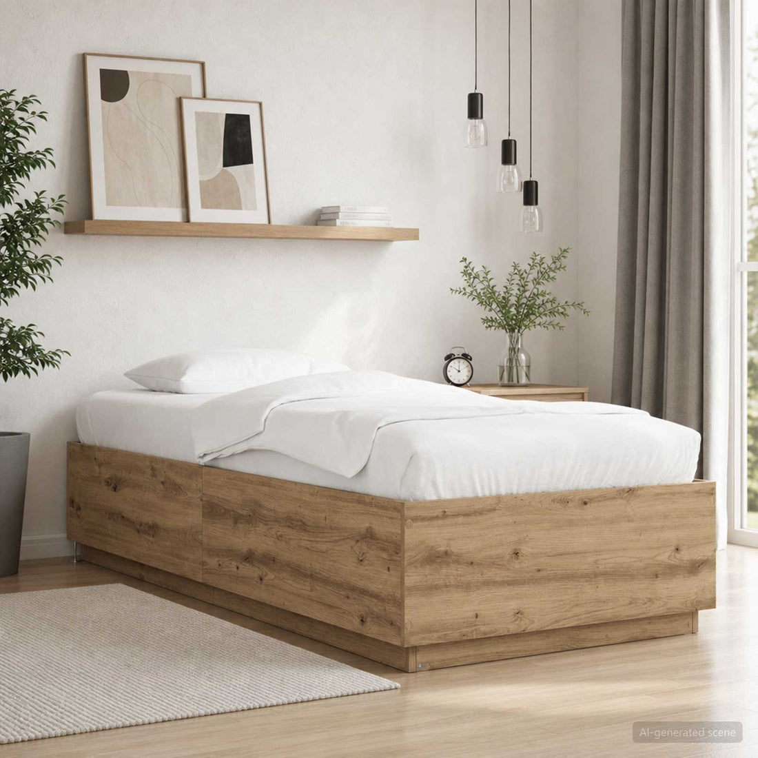vidaXL Estructura de Cama con LED Roble artisan 80 x 200 cm