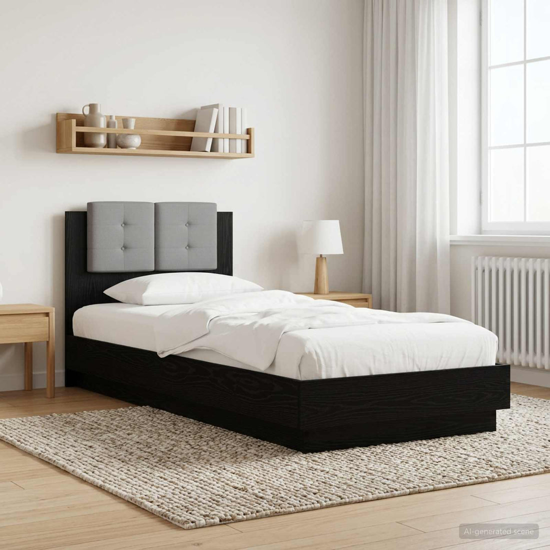 vidaXL Estructura de cama con cabecero Roble Negro 80 x 200 cm