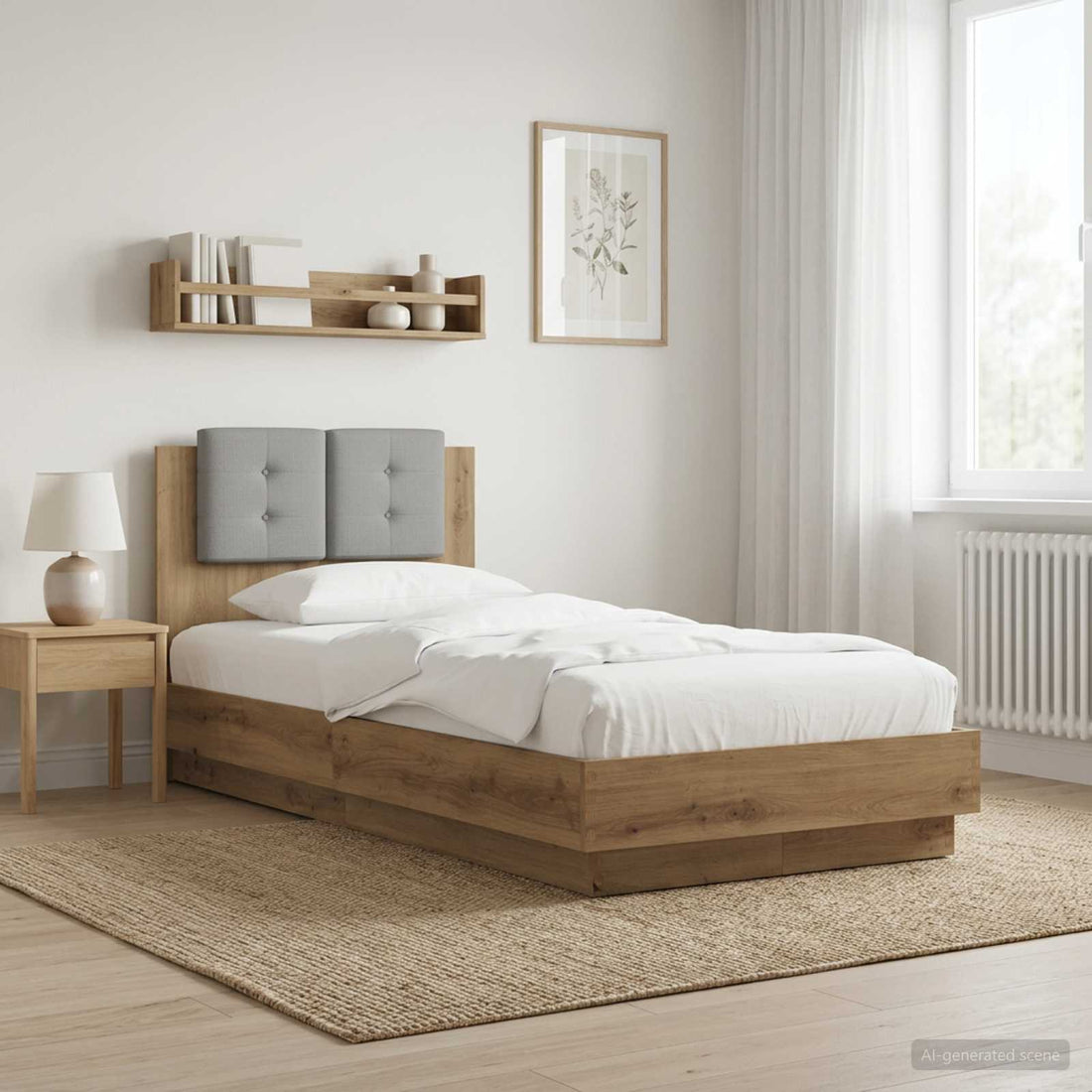 vidaXL Estructura de cama con cabecero Roble artisan 80 x 200 cm