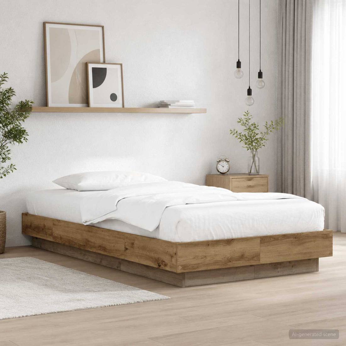 vidaXL Estructura de Cama con LED Roble artisan 80 x 200 cm