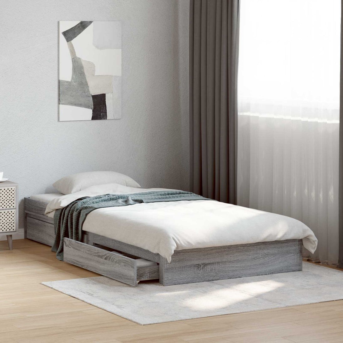 vidaXL Estructura de cama con almacenamiento Sonoma gris 80 x 200 cm