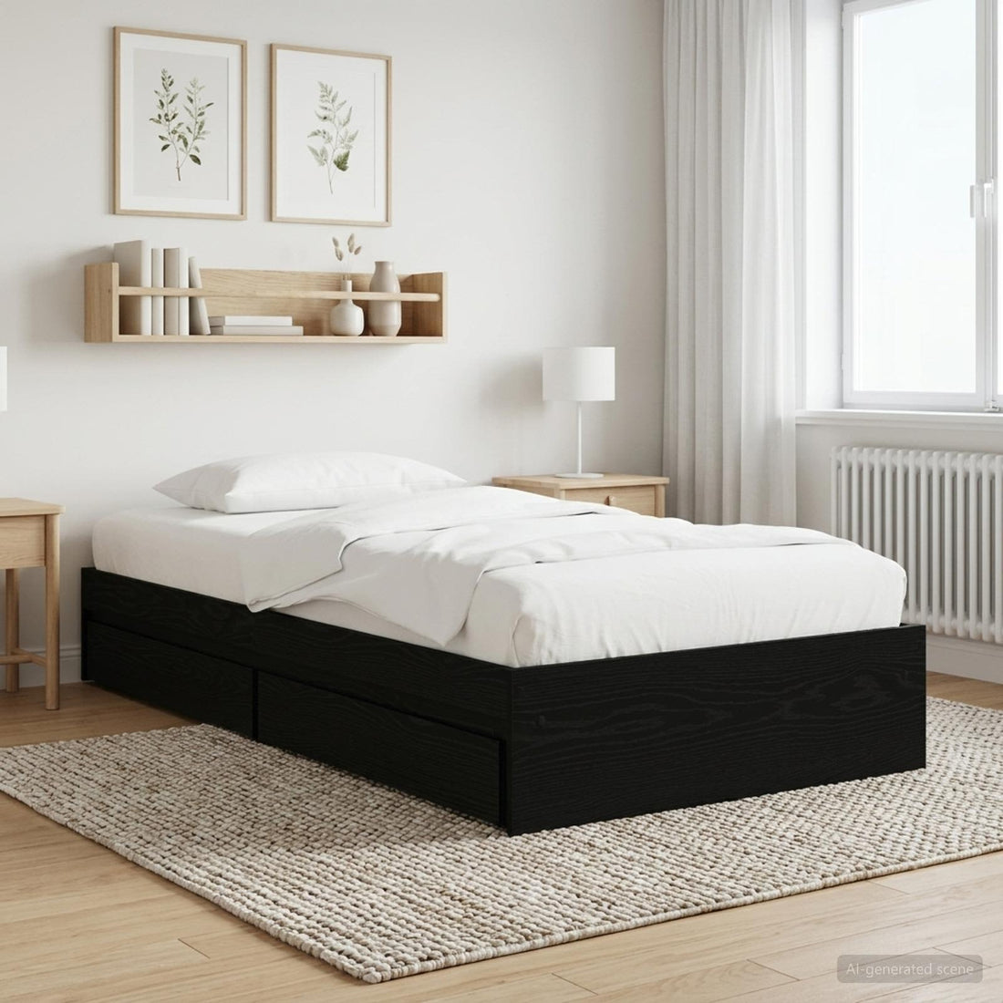 vidaXL Estructura de cama con almacenamiento Roble Negro 80 x 200 cm