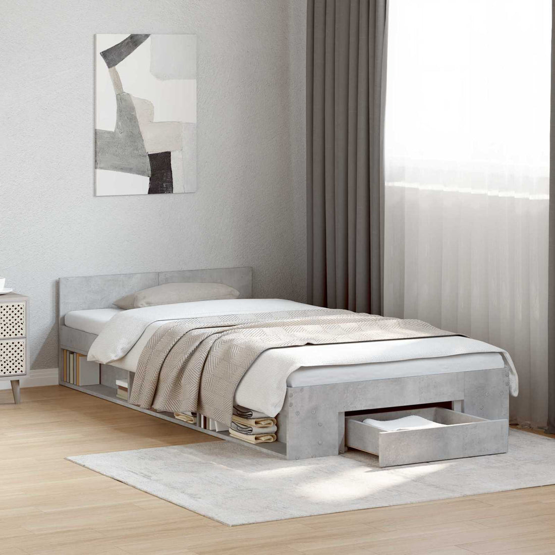 vidaXL Estructura de cama con almacenamiento Gris Hormigón 80 x 200 cm