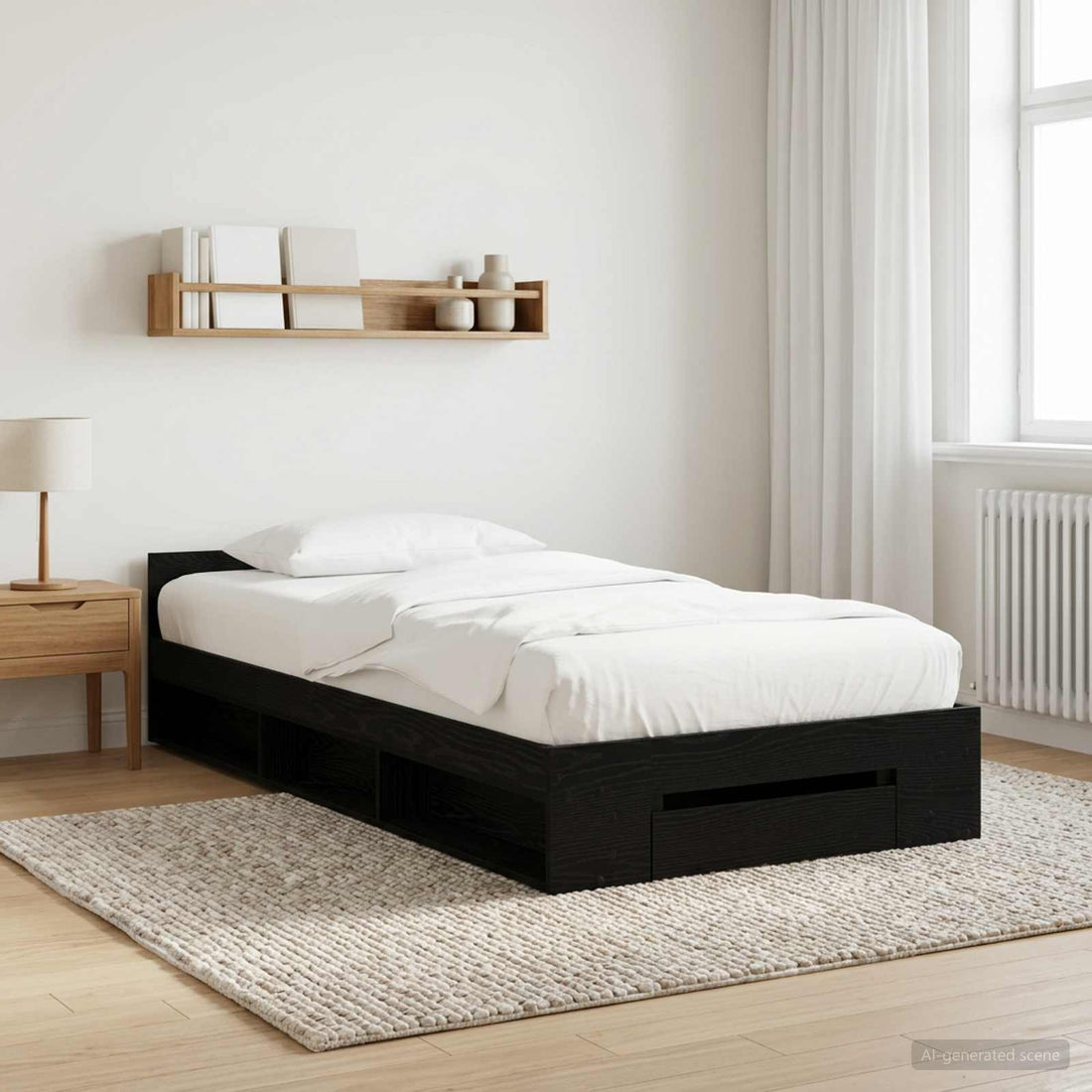 vidaXL Estructura de cama con almacenamiento Roble Negro 80 x 200 cm
