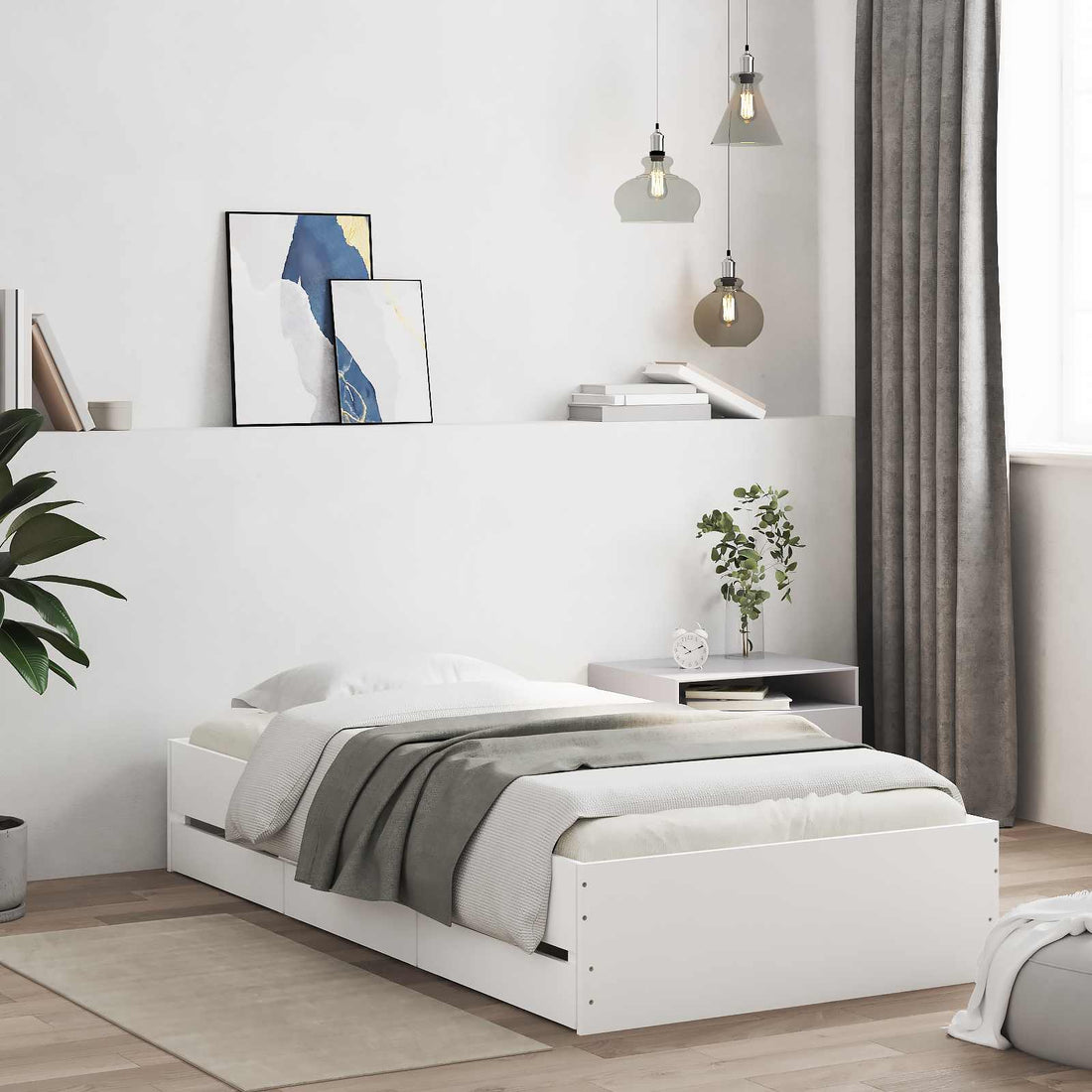 vidaXL Estructura de cama con almacenamiento con cajón Blanco