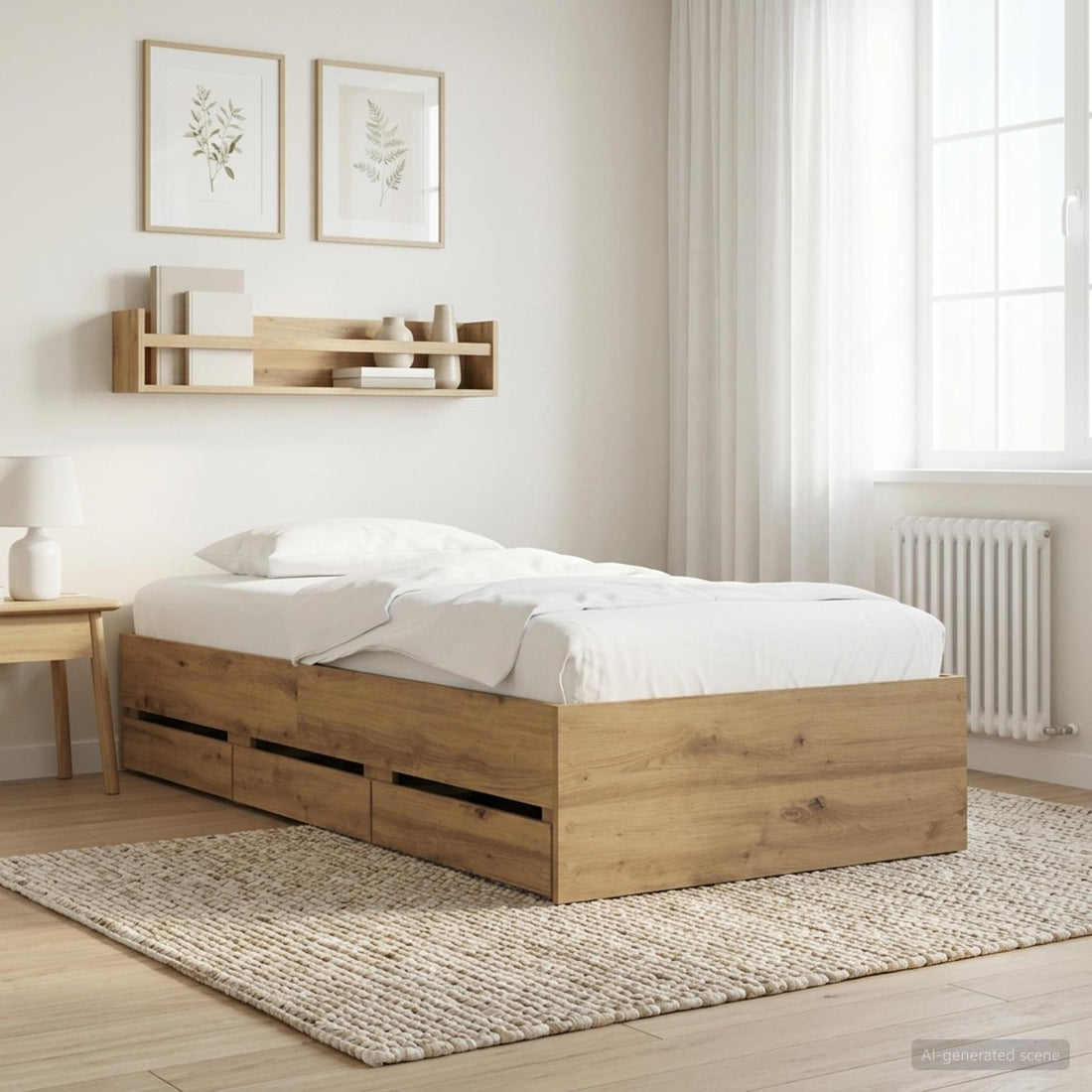 vidaXL Estructura de cama con almacenamiento con cajón Roble artisan