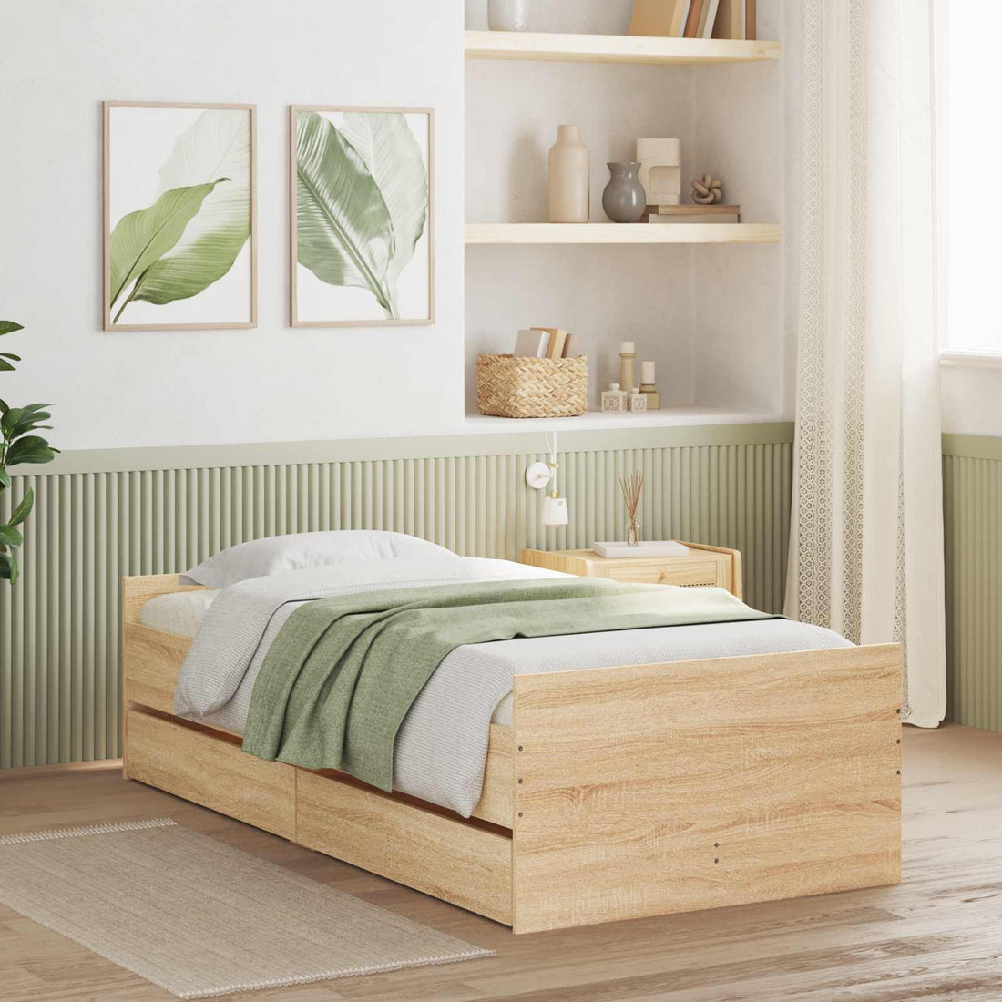 vidaXL Estructura de cama Roble Sonoma Madera de ingeniería