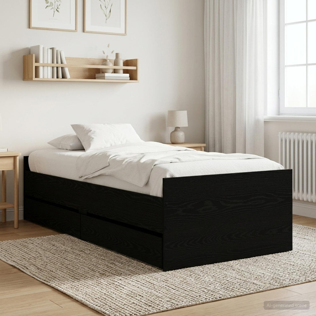 vidaXL Estructura de cama Roble Negro Madera de ingeniería