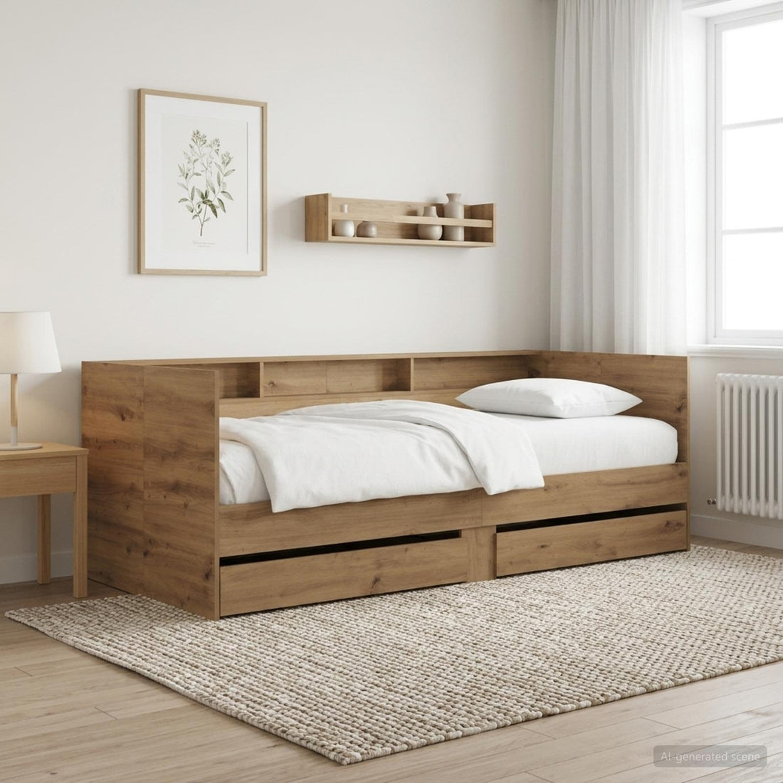 vidaXL Cama de día con cajón Roble artisan Madera de ingeniería