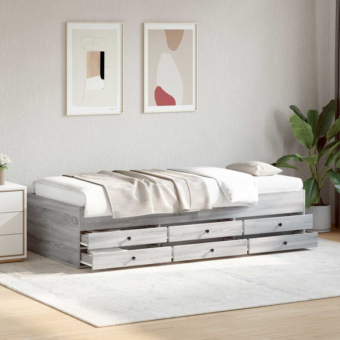 vidaXL Estructura de cama con almacenamiento Sonoma gris 80 x 200 cm