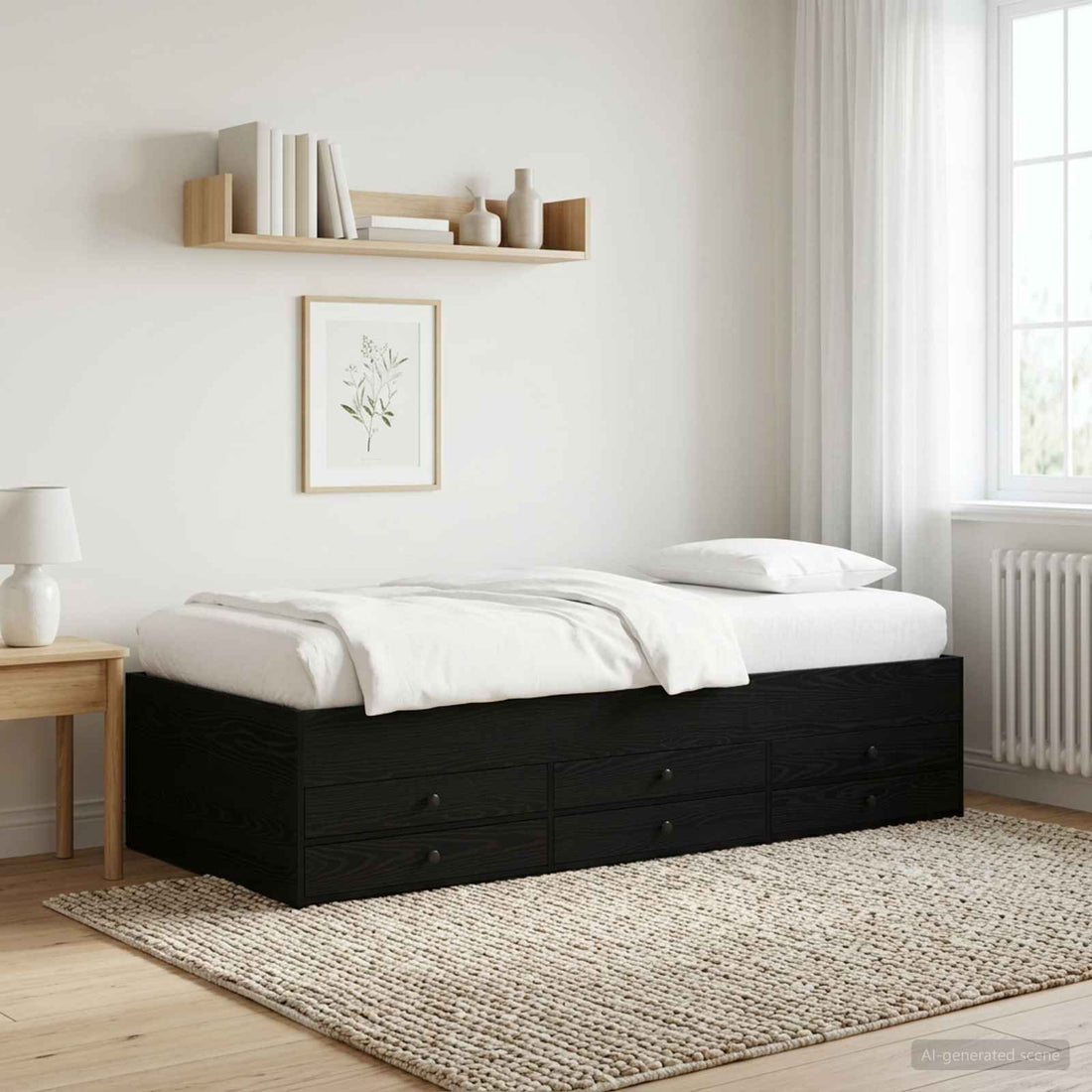 vidaXL Estructura de cama con almacenamiento Roble Negro 80 x 200 cm
