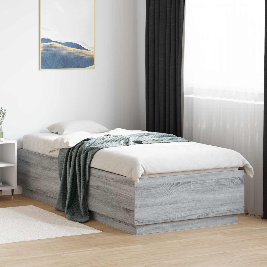 vidaXL Estructura de cama Sonoma gris 80 x 200 cm Madera de ingeniería