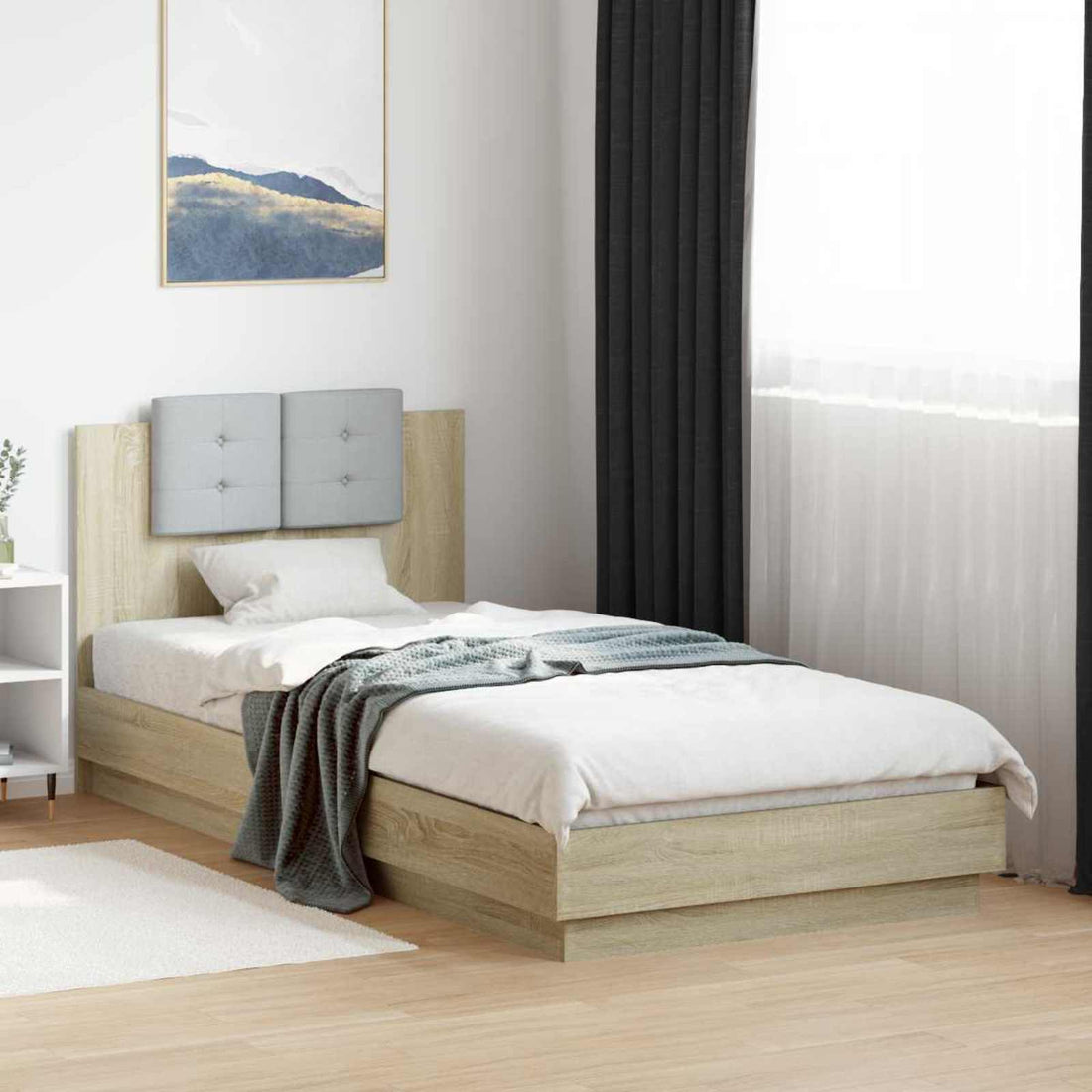 vidaXL Estructura de cama con cabecero Roble Sonoma
