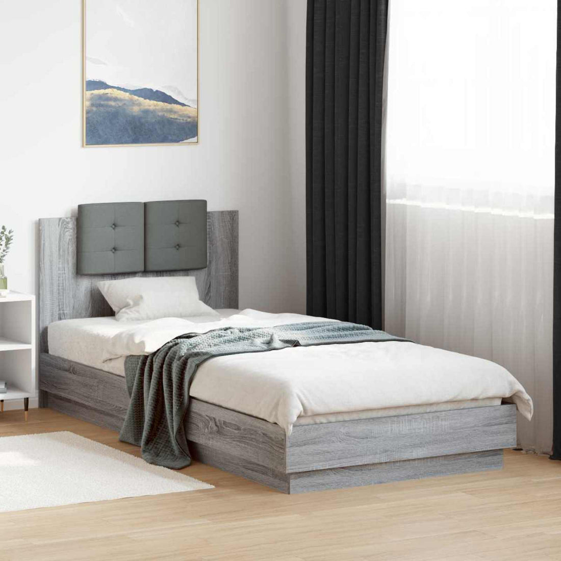 vidaXL Estructura de cama con cabecero Sonoma gris
