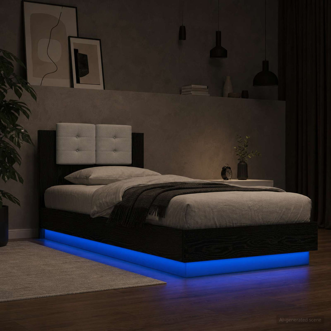 vidaXL Estructura de cama con cabecero Roble Negro
