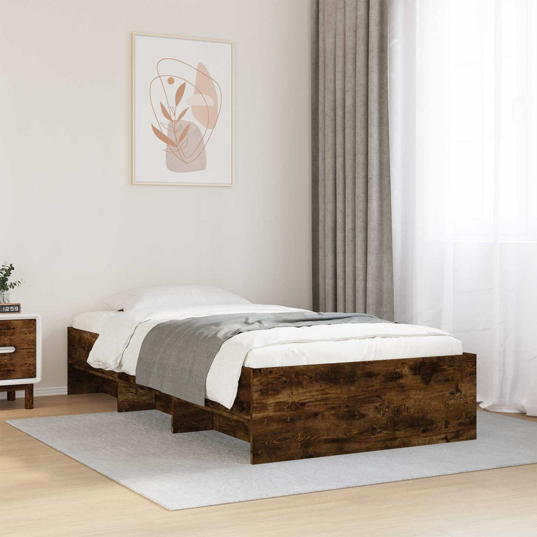 vidaXL Estructura de cama con estante Roble Ahumado 80 x 200 cm