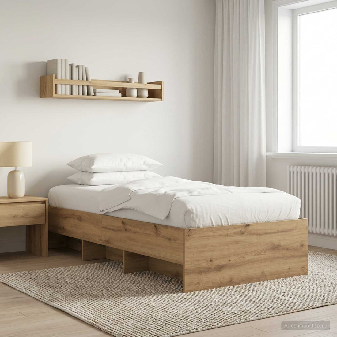 vidaXL Estructura de cama con estante Roble artisan 80 x 200 cm
