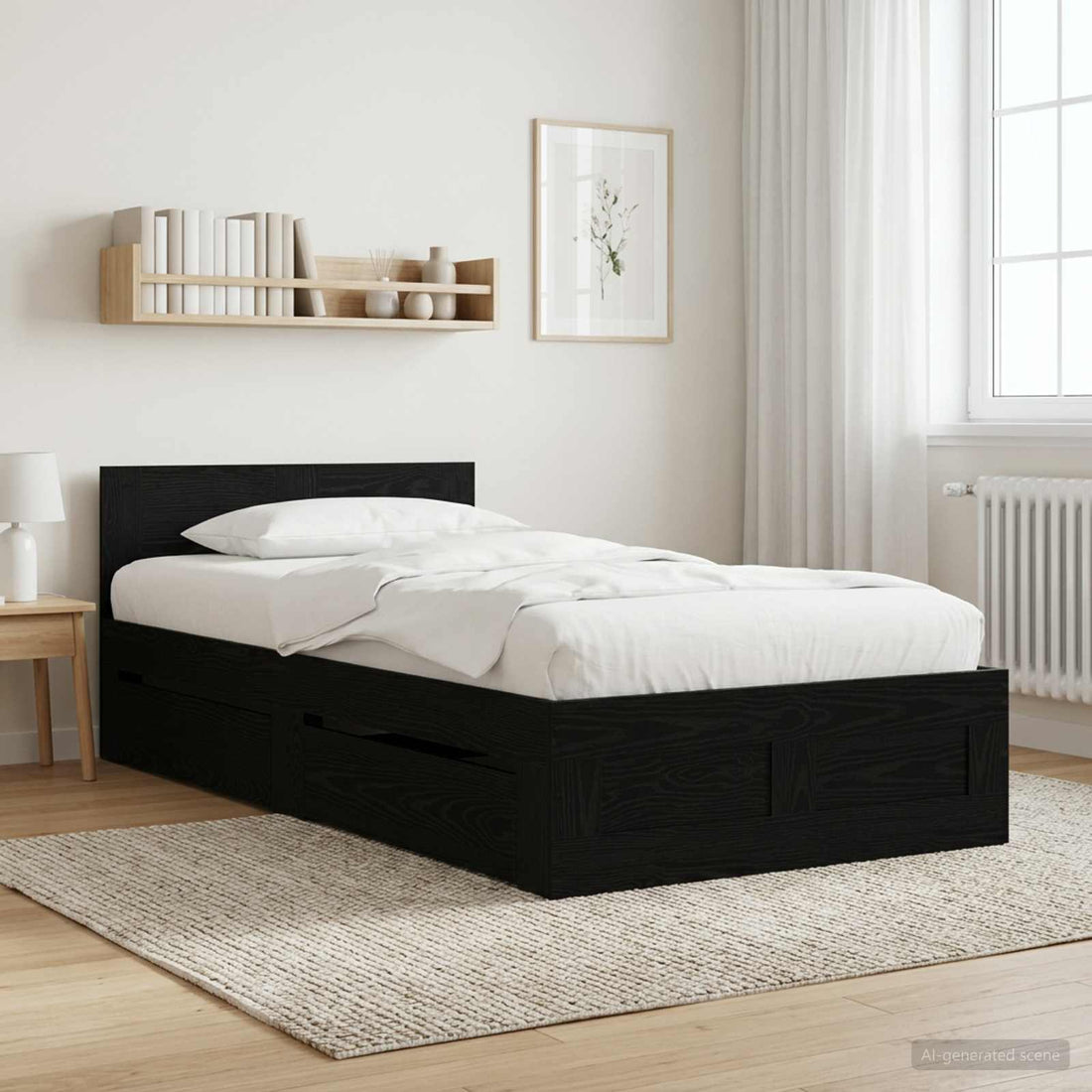 vidaXL Estructura de cama 2 uds. Roble Negro Madera de ingeniería
