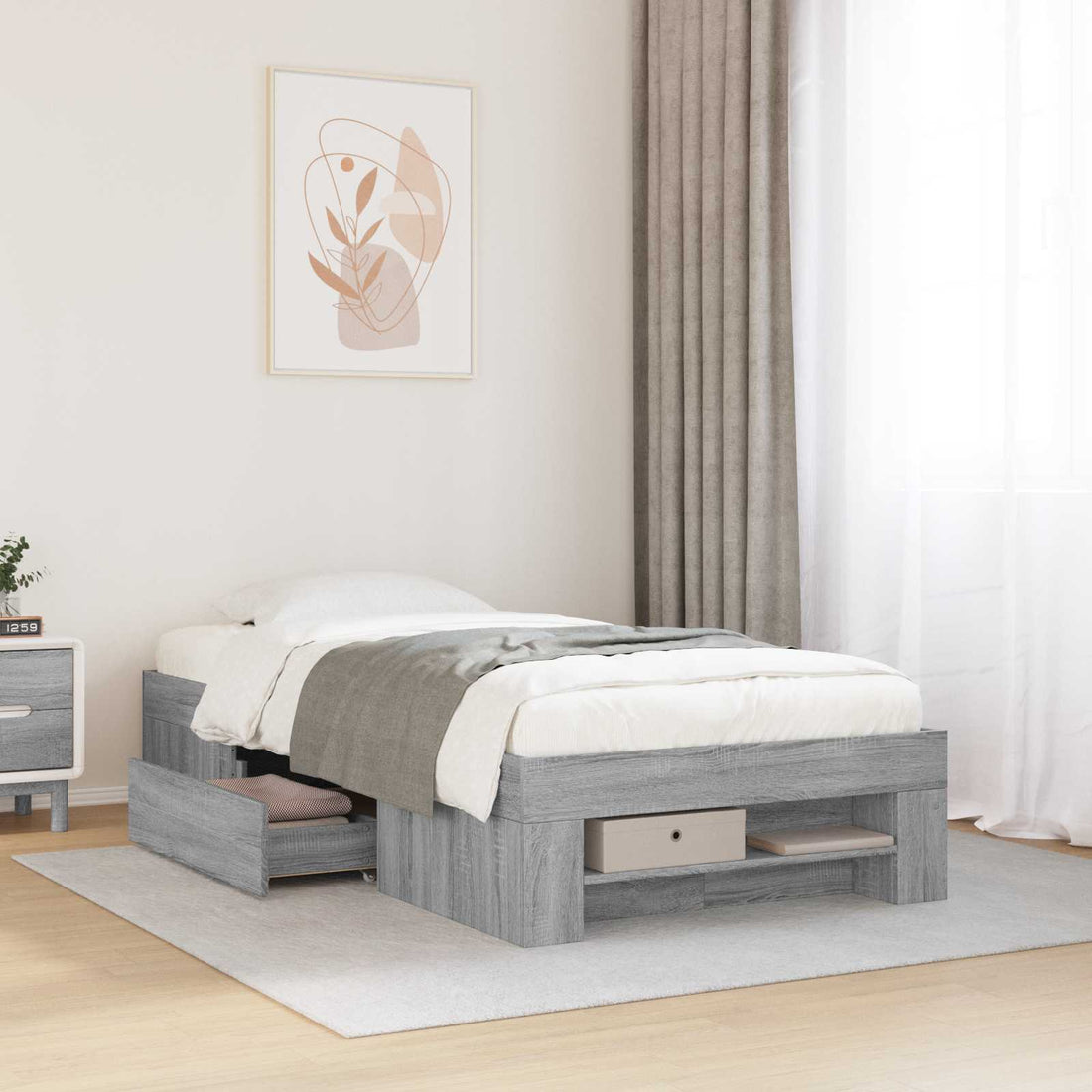 vidaXL Estructura de cama con almacenamiento Sonoma gris 80 x 200 cm