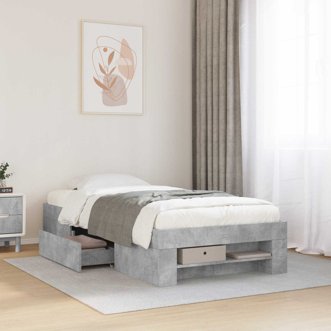 vidaXL Estructura de cama con almacenamiento Gris Hormigón 80 x 200 cm