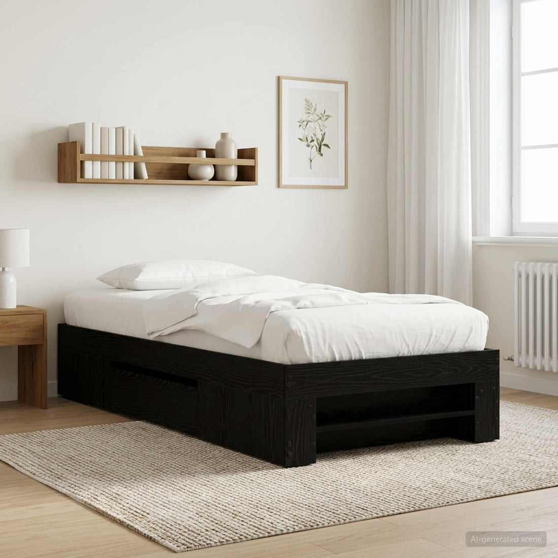 vidaXL Estructura de cama con almacenamiento Roble Negro 80 x 200 cm