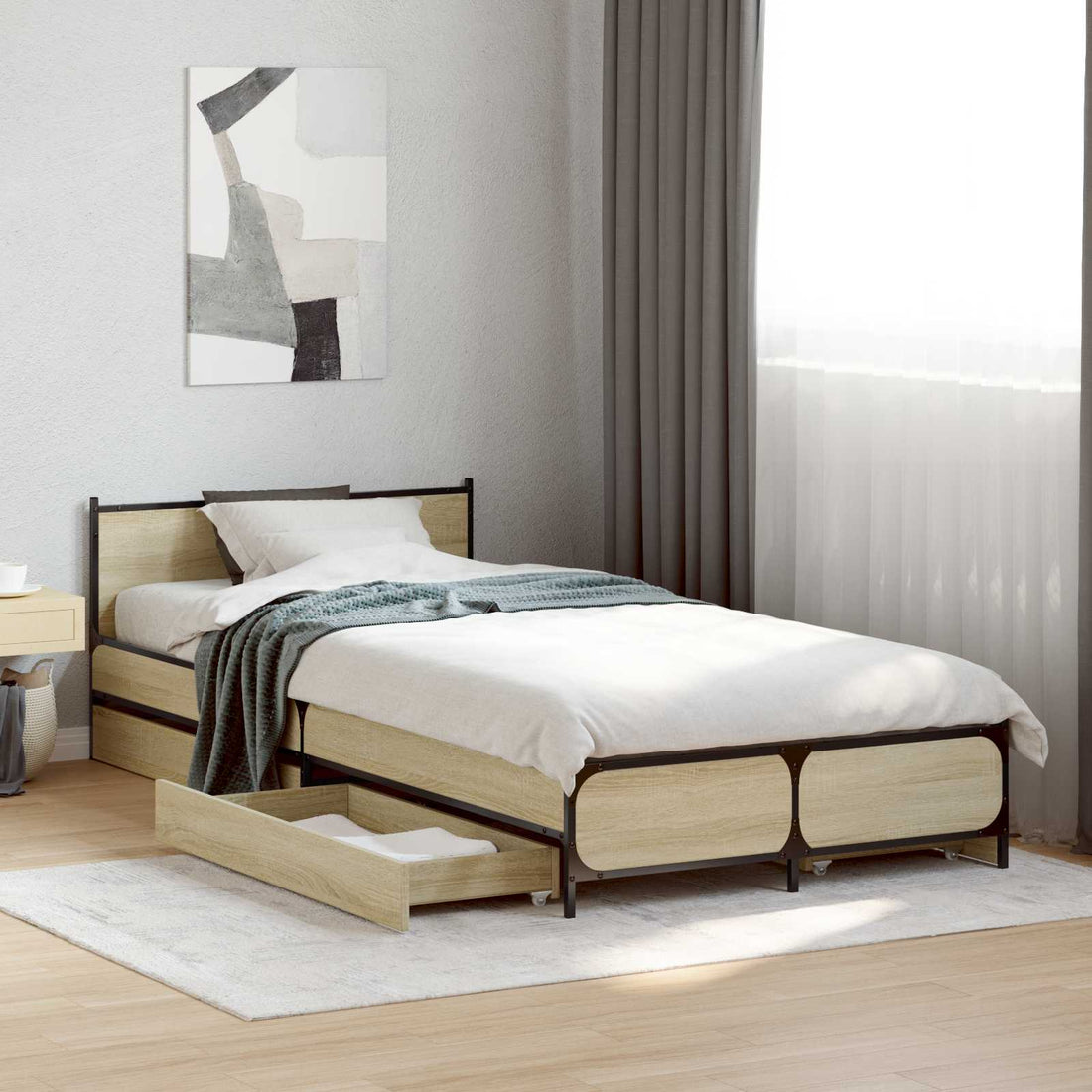 vidaXL Estructura de cama con cabecero Roble Sonoma 80 x 200 cm