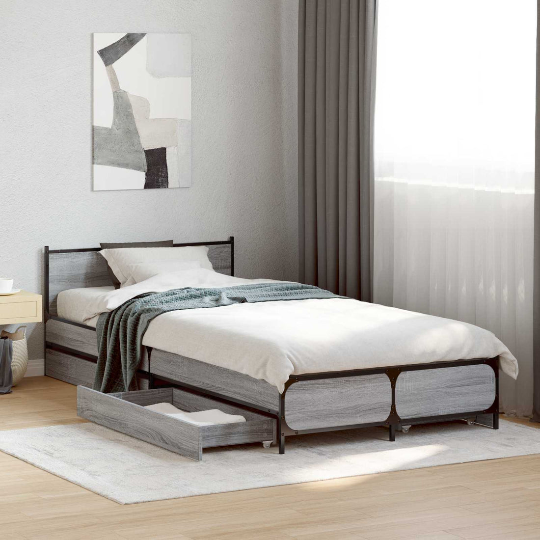 vidaXL Estructura de cama con cabecero Sonoma gris 80 x 200 cm