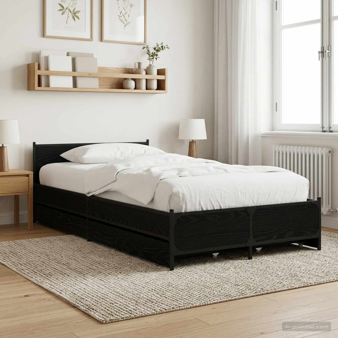 vidaXL Estructura de cama con cabecero Roble Negro 80 x 200 cm