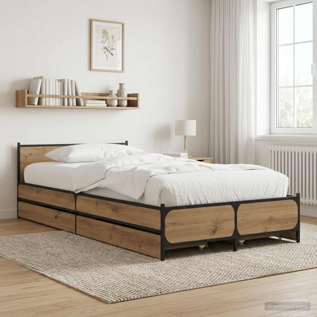 vidaXL Estructura de cama con cabecero Roble artisan 80 x 200 cm