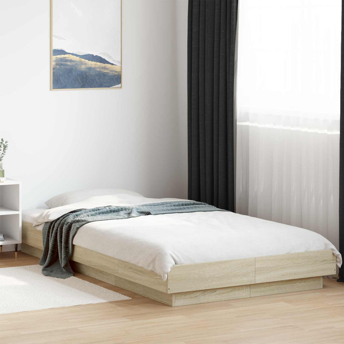 vidaXL Estructura de cama de suelo Roble Sonoma 80 x 210 cm