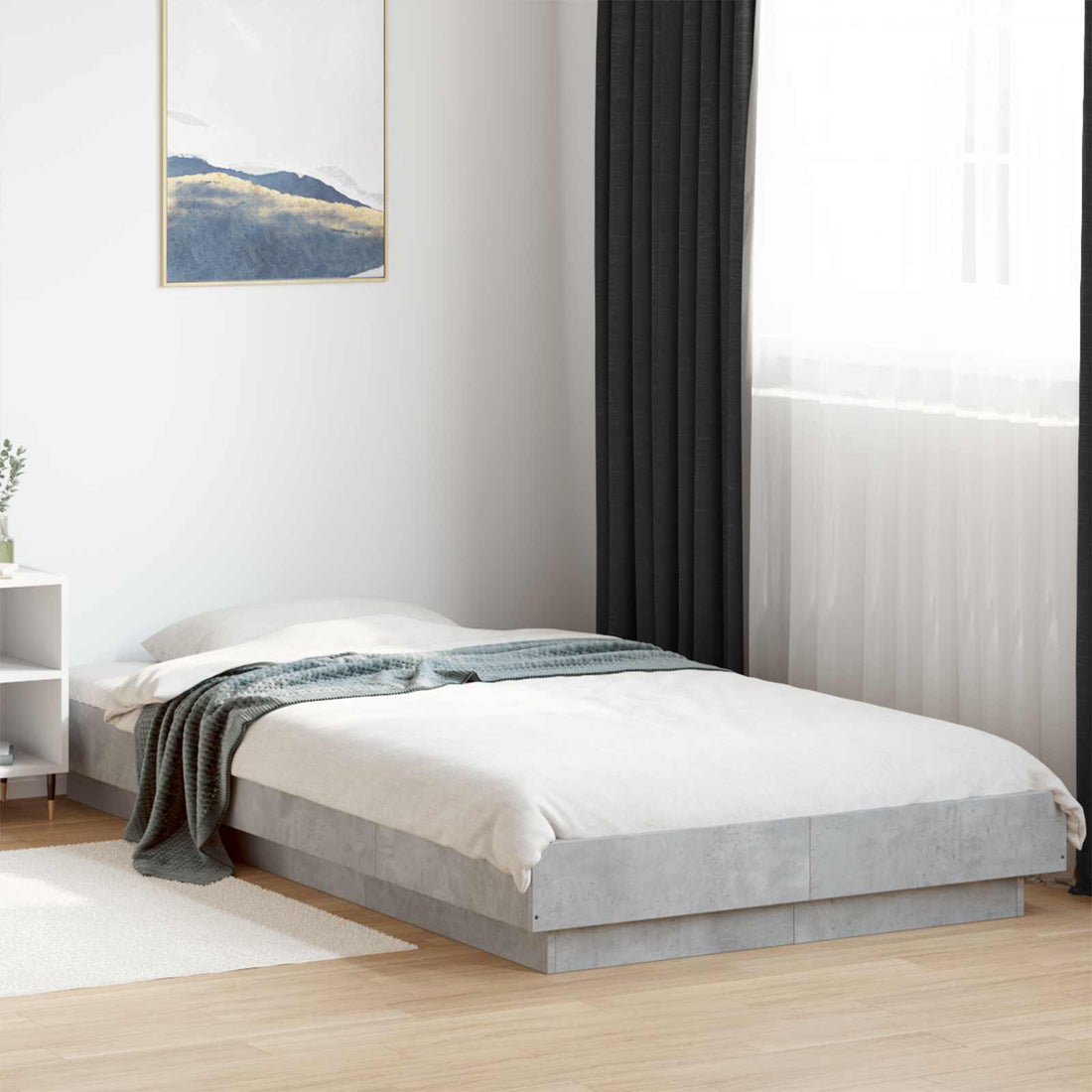 vidaXL Estructura de cama de suelo Gris Hormigón 80 x 210 cm