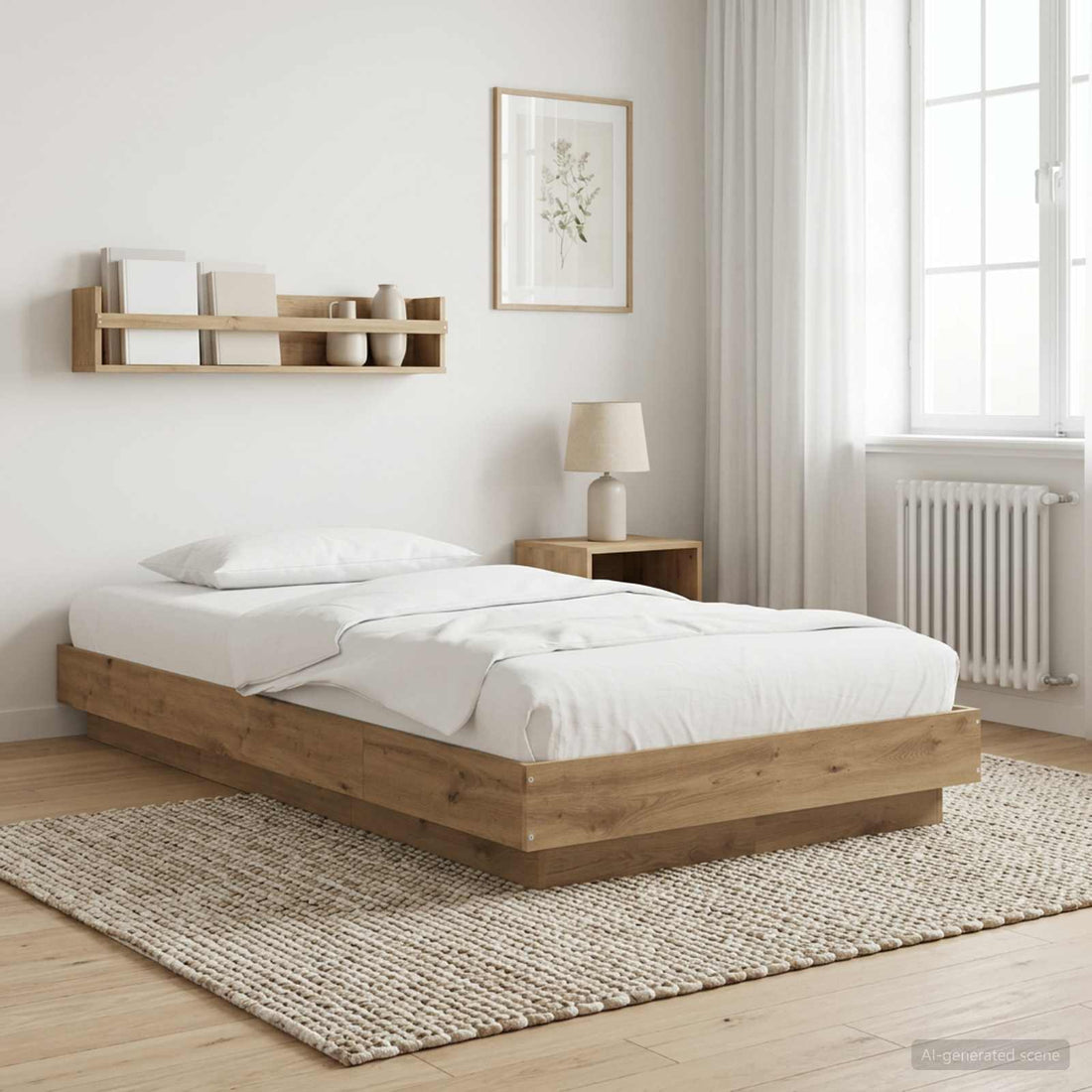 vidaXL Estructura de cama de suelo Roble artisan 80 x 210 cm