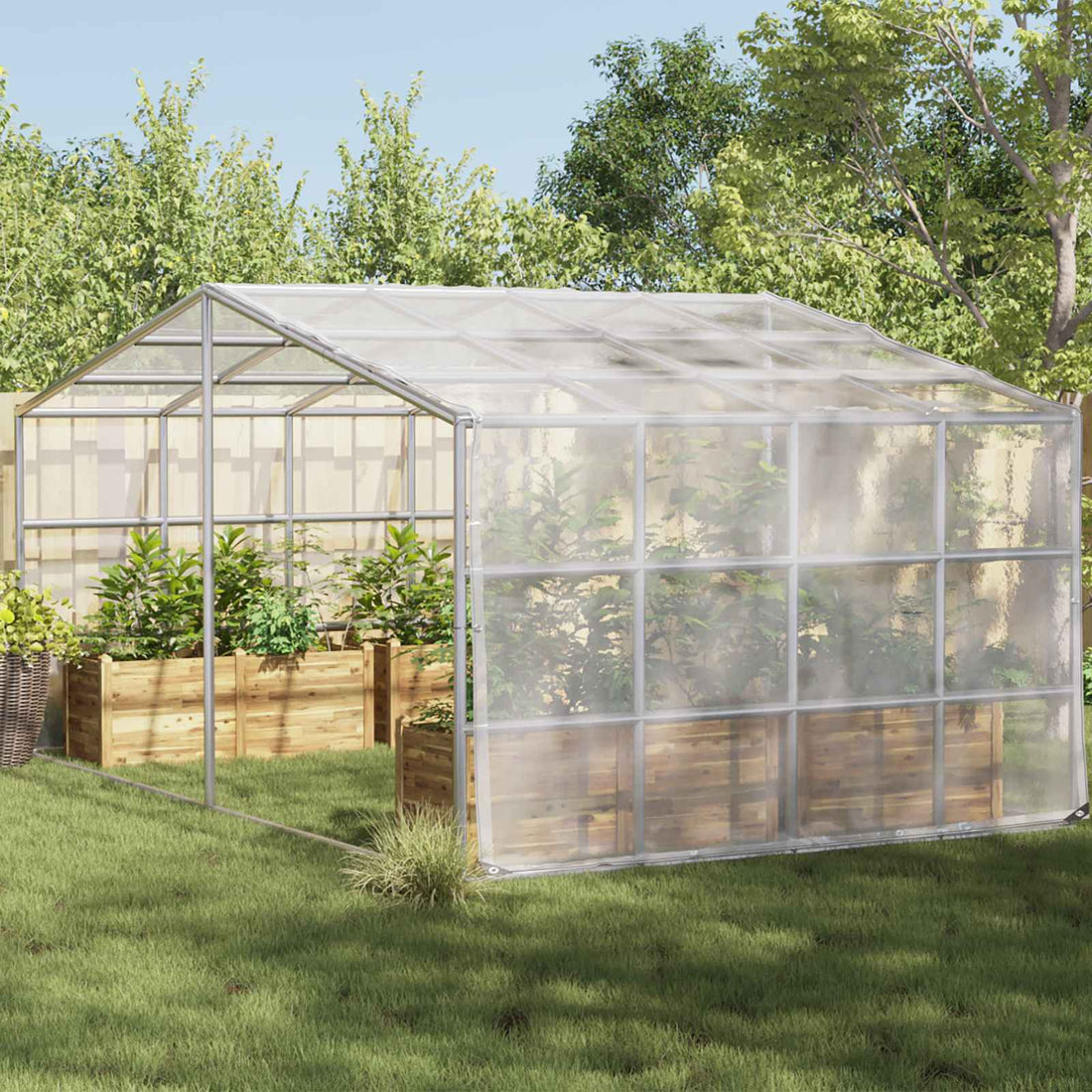 vidaXL Cubierta para plantas Transparente 4 x 10 m PE