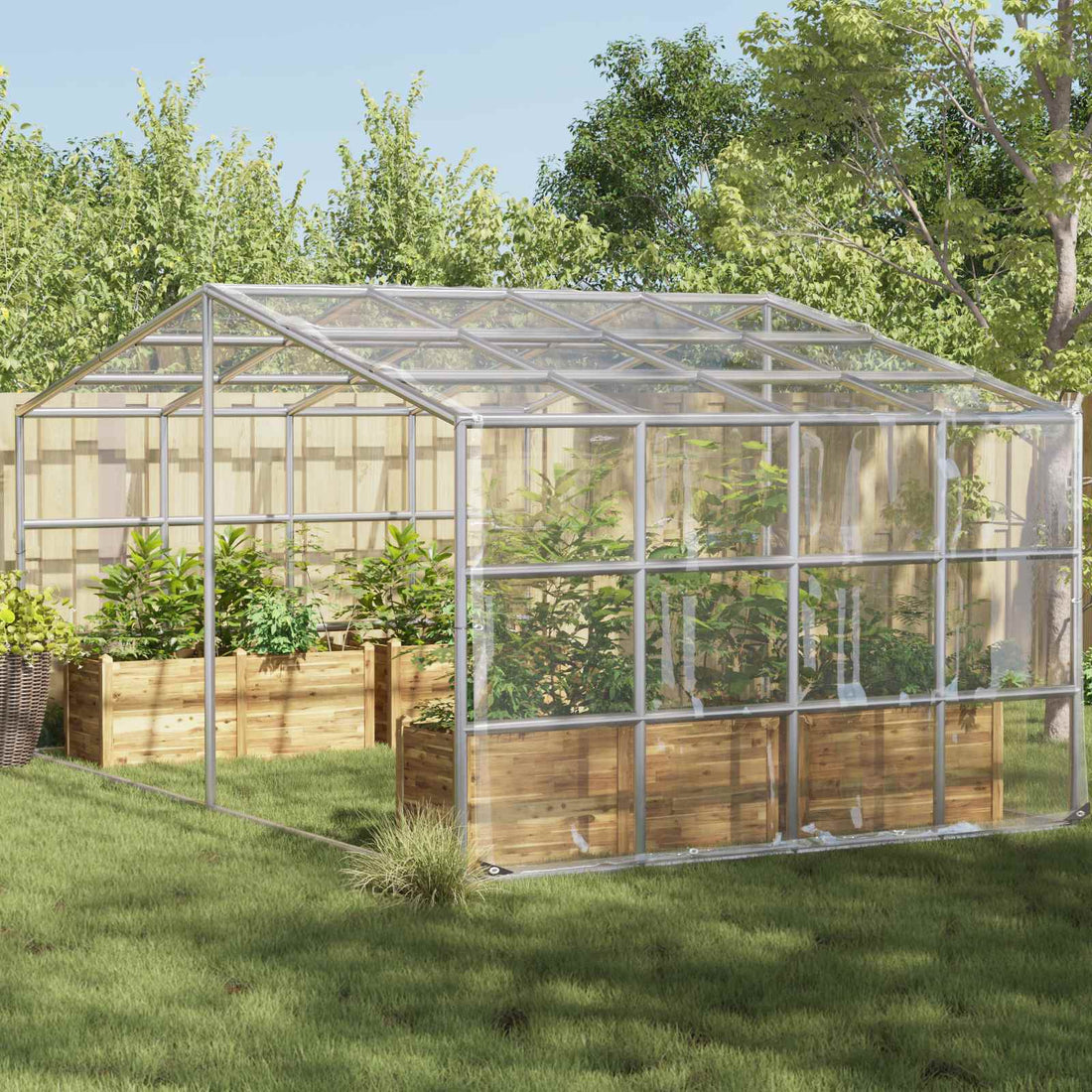 vidaXL Cubierta para plantas Transparente 4 x 4 m PVC