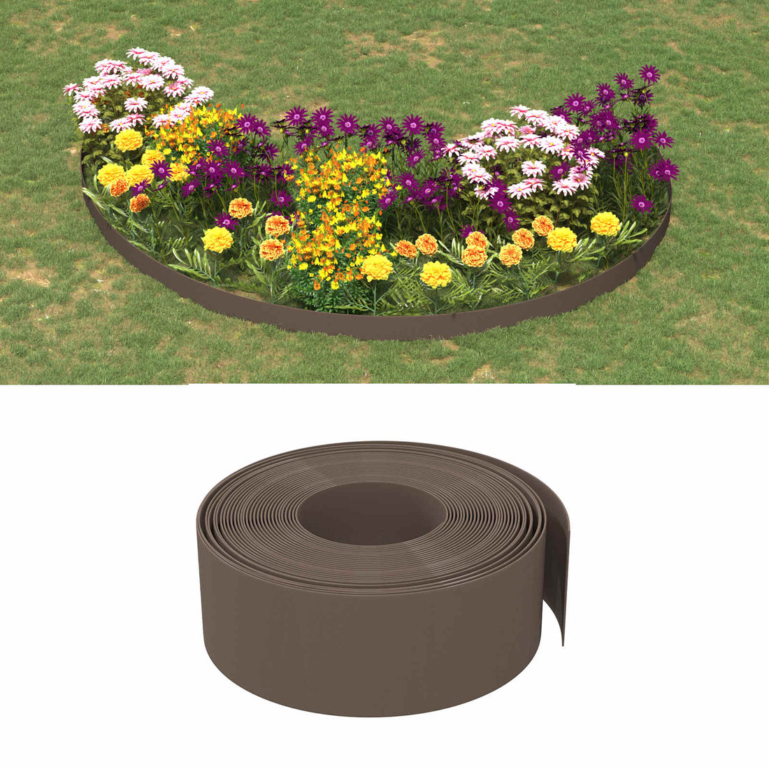 vidaXL Bordes para jardín 25 m 20 cm PE Marrón