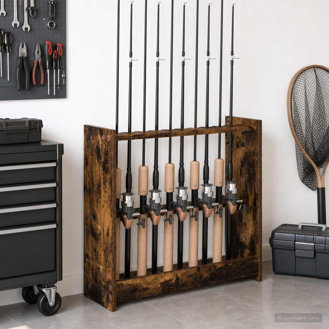 vidaXL soporte para tacos de billar Madera de ingeniería Roble Ahumado