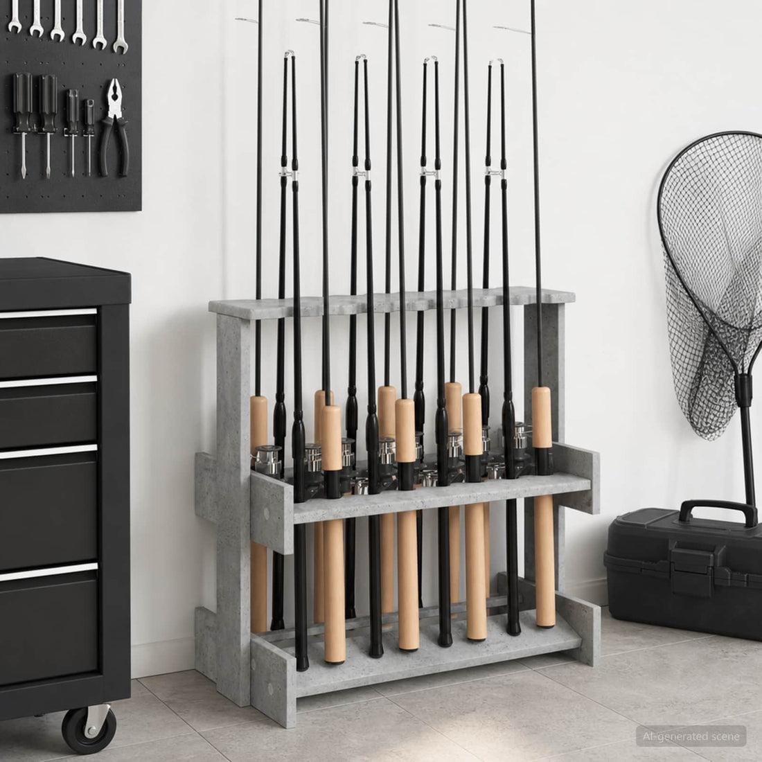 vidaXL Soporte para cañas de pescar Madera de ingeniería