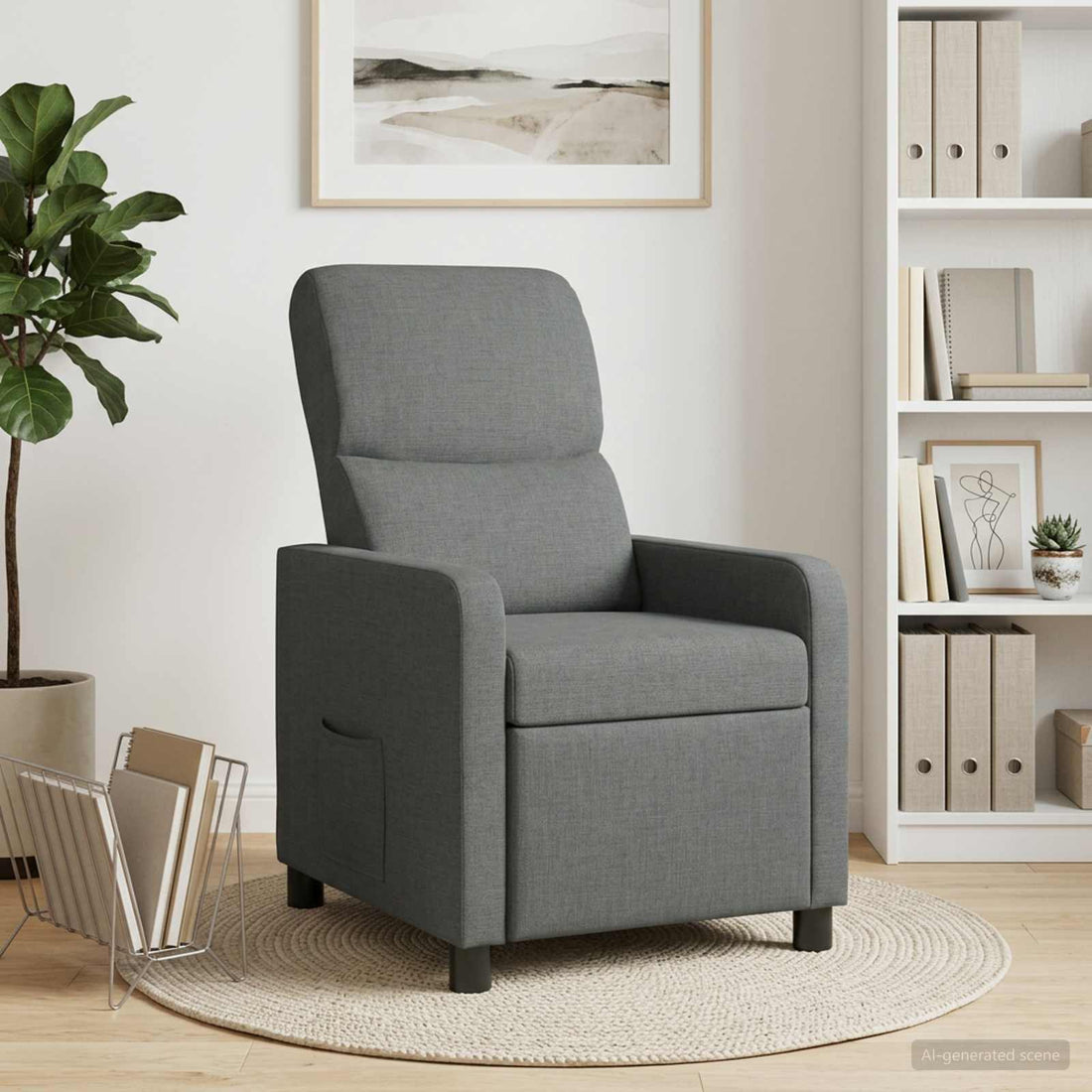 vidaXL Recliner Gris oscuro Tela