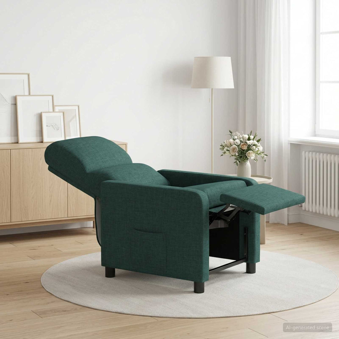 vidaXL Recliner Verde oscuro Tela