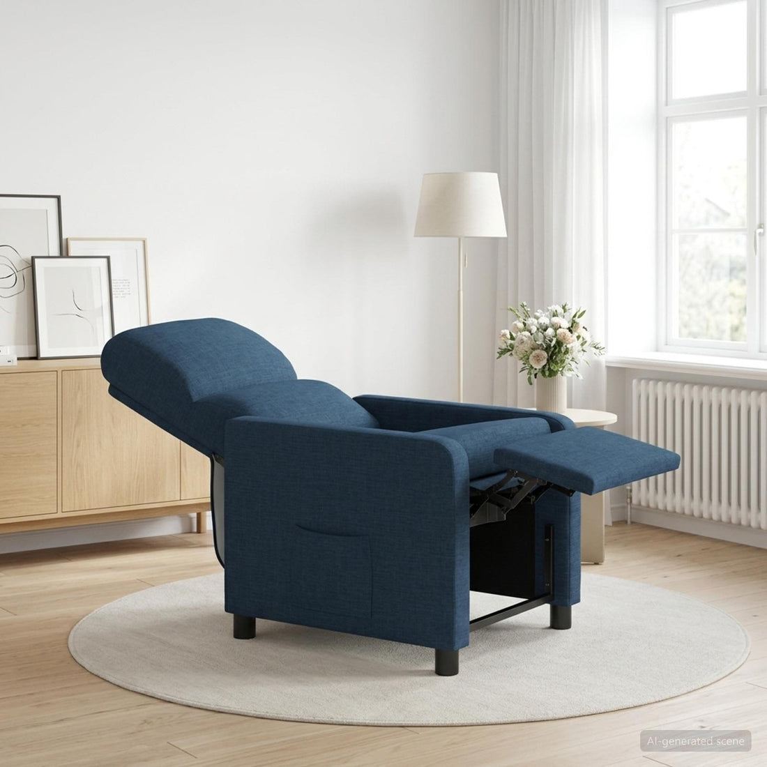 vidaXL Recliner Azul Tela